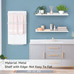 PEKGRIL 4 Pack Metal Floating Shelves, 17x6 Inch Large Wall Mounted Shelf for Storage, White Kids Bookshelf, Display Ledge Shelves with Lip for Bathroom, Bedroom, Living Room, Bathroom, Kitchen