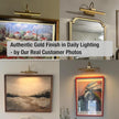 Dimmable Cordless Picture Light with Controller and Timer, Rechargeable 5000mAh Battery Wall Sconce for Wall Pictures, Gallery Artwork, Paintings, Portraits, Dartboards (Gold)