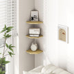 Corner Shelf Wall Mount, Floating Corner Shelves, Set of 3 Corner Wall Shelf Organizer, Rustic Wood Wall Storage Display Shelves for Living Room Bedroom Bathroom Kitchen, Rustic Brown, Oak