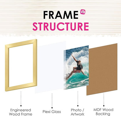 FIXSMITH 4x6 Picture Frame Bulk-4 Pack, Gold Picture Frames Collage Wall Decor, Wall & Tabletop Picture Frames, Photo Frame 4x6 with HD Plexiglass
