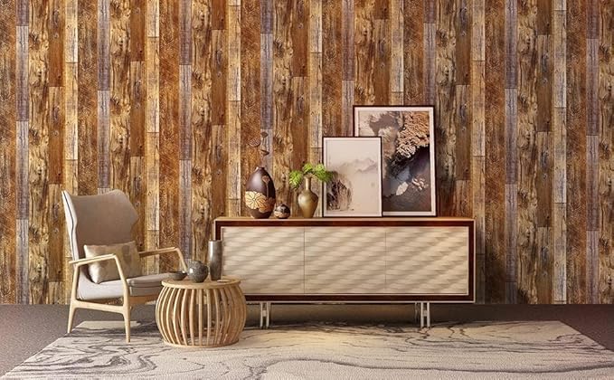 Yun-aeon Brown Wood Peel and Stick Wallpaper 17.3