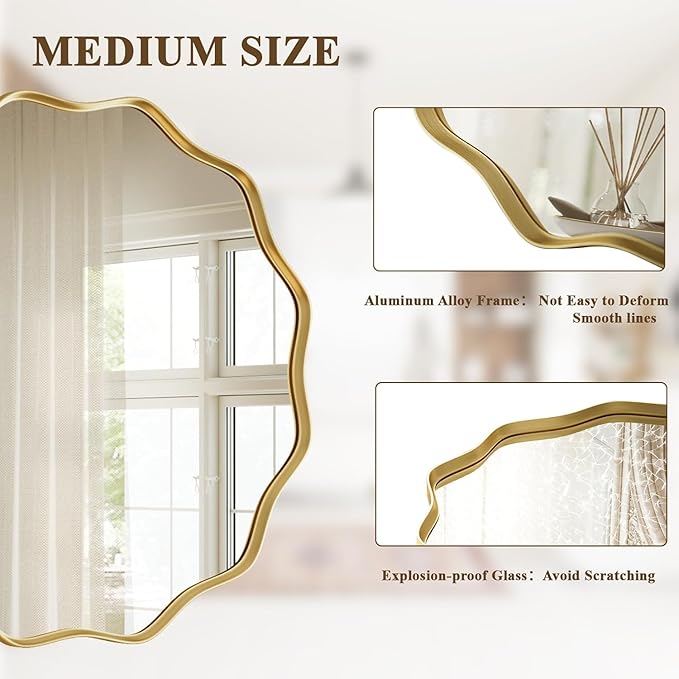 VooBang Gold Scalloped Circle Mirror, 36