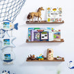 AZSKY Floating Bookshelf for Kids, Floating Shelves for Wall Cloud Picture Ledge Shelf Walnut 23.6 Inches Nursery Book Shelves Set 3, Baby Book Shelf for Toddler Room, Baby Room, Nursery Decor
