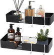 ABCOOL Shower Caddy Floating Bathroom Shelves - Set of 2, No Drill Wall Mounted Adhesive Hanging Shelves with Hooks Decorative Storage Shelves for Kitchen Living Room Bedroom