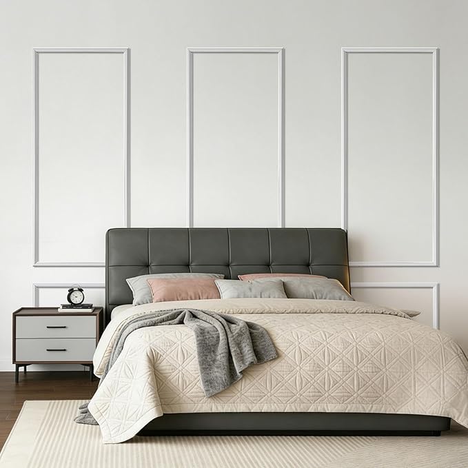 VEVOR Wall Molding 3 Pack, Wainscoting Panels Kit, Lightweight Paintable Polystyrene, Easy to Install, Waterproof Accent Wide Profile Trim for Interior Living Room, Bedroom,White (24x54 + 24x24 in)