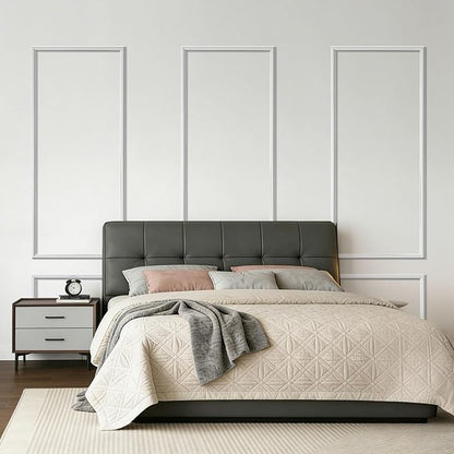 VEVOR Wall Molding 3 Pack, Wainscoting Panels Kit, Lightweight Paintable Polystyrene, Easy to Install, Waterproof Accent Wide Profile Trim for Interior Living Room, Bedroom,White (24x54 + 24x24 in)