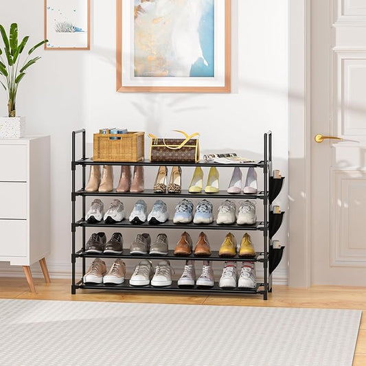 OYREL 5 Tier Shoe Organizer Rack for Closet, Entryway, Garage, Door, Space Saving, Shoe Holder Stand/Tower, Large, 20-25 Capacity