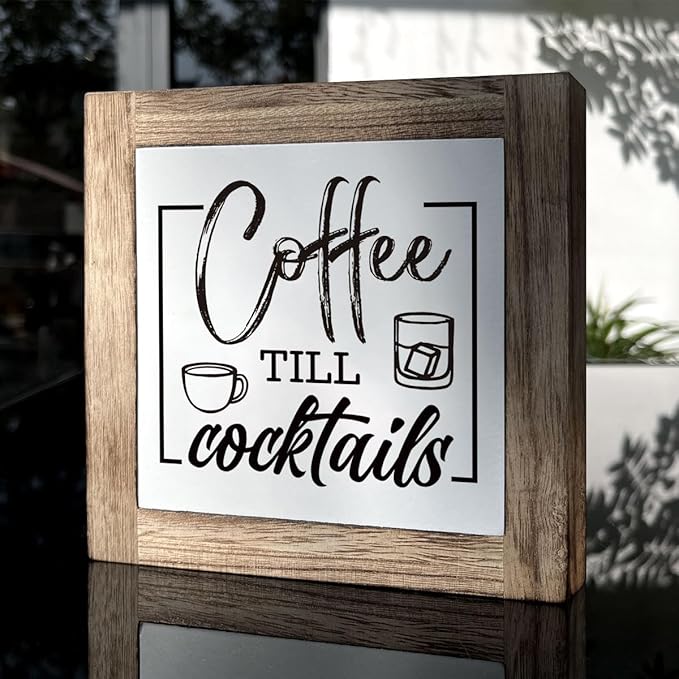 Rustic Coffee Bar Sign - Wooden Block Set, Perfect for Home or Kitchen Decor, Coffee Lover Gift