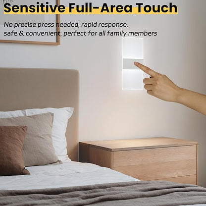 Battery Operated Wall Sconces,Rechargeable USB Wall Lamps Set of Two for Living Room Bedroom Hallway,Three Level Light Adjustment,Bedside Lights,Touch Control Switch White Light