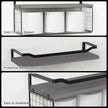 WOPITUES Floating Shelves with Wire Storage Basket, Bathroom Shelves Over Toilet with Protective Metal Guardrail, Wood Wall Shelves for Bathroom Organizers and Storage, Toilet Paper- Gray