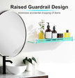 20 Inches Glass Shelves for Bathroom, Chrome Polished Floating Glass Shelf Stainless Steel Tempered Glass Bathroom Shelves for Wall Mount Modern