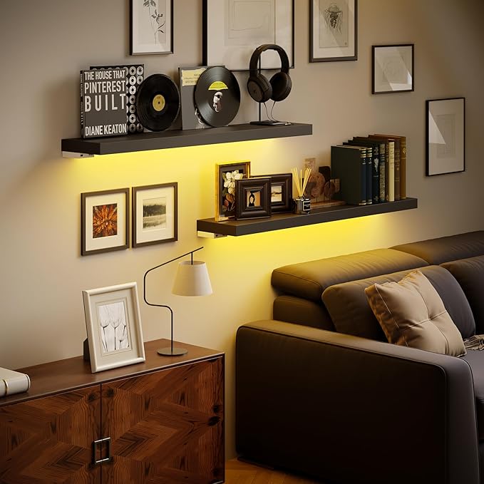BAMEOS LED Floating Shelves for Wall, 35