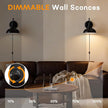 Lightess Plug in Wall Sconces, Farmhouse Sconce with Dimmer, Black Barn Wall Light Fixture with Dimmable Switch on The Cord, Industrial Gooseneck Wall Lamp, Set of Two