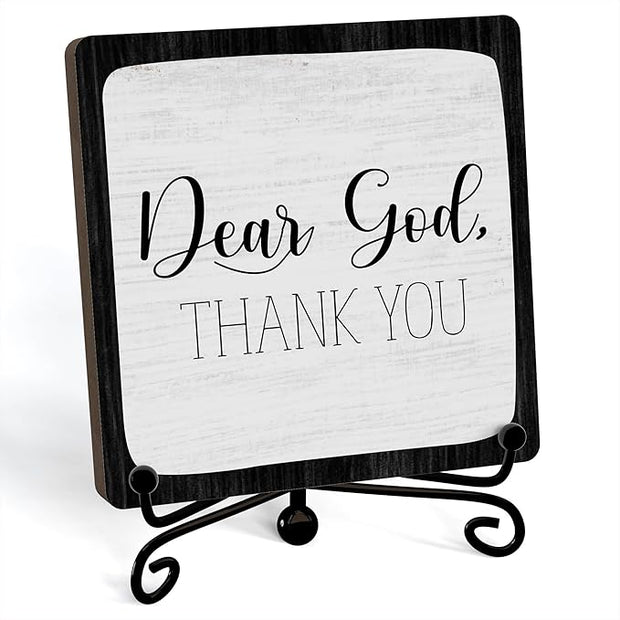 Modern Farmhouse Decor, Home Decor For Living Room, Boho Chic Aesthetic Shelf Decorations, Christian Dear God Sign, Farm House Entryway Tv Stand Fireplace Coffee Table Decoration (04)