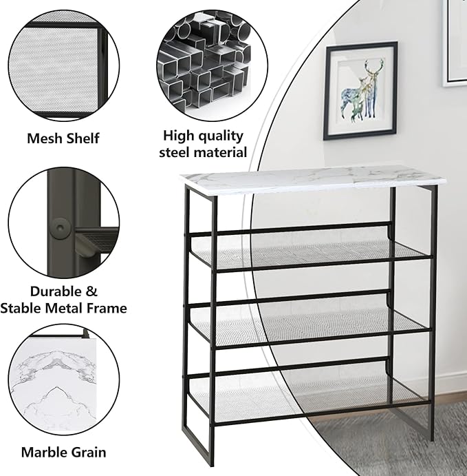 Garden 4 you Shoe Rack for Entryway 4 Tiers 11.8
