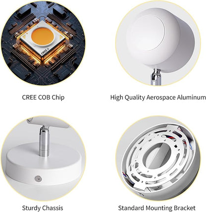 Aisilan 7W Modern Adjustable Wall Sconce Bedside Wall Light LED Wall Reading Lighting Warm White Ceiling Spot Accent Light for Bedroom Corridor Gallery and Living Room 3000K