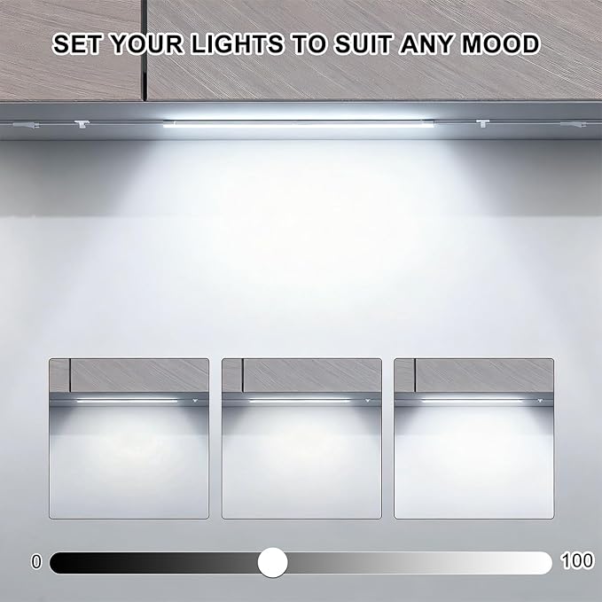 Silicone Under Cabinet Lighting Kit, 12 Inch Linkable LED Strip Lights Work with Alexa, Dimmable, Remote Control, Smart App, 6 Pack White Light for Closet, Shelf, Workbench, Desk (Cool White)