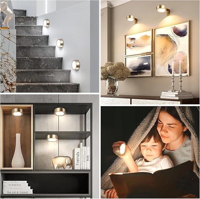 2-Pack Picture Light Battery Operated Painting Lights for Wall, Magnetic LED Display Art Light with Remote, Dimmable and Timer Portrait Light for Art Frame Artworking, Wall Decor Puck Light