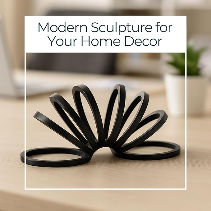 Black Metal Decorative Sculpture – Contemporary Geometric Aluminum Accent for Living Room, Shelf, Coffee Table, Bedroom, or Office – Modern Minimalist Home Decor – 11", Black