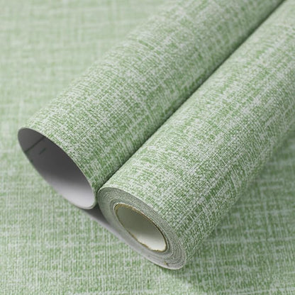 WADILE Grasscloth Peel and Stick Wallpaper 15.7in x 787.4in, Textured Contact Paper for Cabinets, Faux Linen Wall Paper Pull and Stick, Fabric Vinyl Wallpaper Self Adhesive Light Green