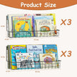 X-cosrack Floating Book Shelves for Wall Kids Bookshelf,Metal Hanging Wall Mounted Shelf for Nursery Toddler, Kids Room, Classroom,Set of 6,Black,2 Sizes