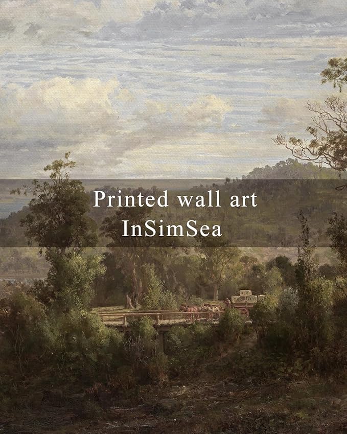 InSimSea Framed Canvas Wall Art Vintage Decor, Nature Landscape Paintings Artwork,Large Prints,Vintage Farmhouse Decor,Retro Wall Decoration for Bedroom Living Room Bathroom, 16