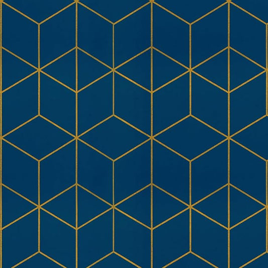 Safiyya Peel and Stick Wallpaper Gold and Blue Wallpaper Modern Geometric Contact Paper Waterproof Self Adhesive Wall Paper for Bedroom Bathroom Vinyl Roll 393"x17.3"