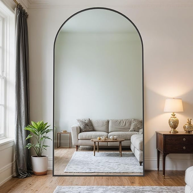 Full Length Mirror, 81" x 41" Arched Full Body Mirror Large Standing Floor Mirrors, Mirrors for Bedroom, Bathroom, Living Room Standing or Wall Leaning, Black