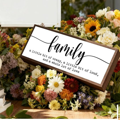Family Sign, Decorative Framed Wooden Box Sign, Modern Farmhouse Home Decor, Living Room Decors, Kitchen Decor Art, Shelf Counter Tabletop Decoration, Housewarming Gift YZP 012