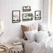 Wood Rustic Floating Shelves: 4-Piece Wall Shelf for Farmhouse Bedroom Decor - Handcrafted Easy Install Versatile Storage for Living Room