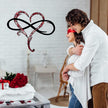 Infinity Heart Wall Decor, Unique Infinity Heart Metal Wall Art Decor Love Sign Steel Wall Plaques Bedroom Ornaments for Home Wedding Decor, Room Living Room Decoration (Red Black, 15.7x14inch)