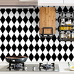 Black and White Peel and Stick Wallpaper Diamond Wallpaper Rhombus Contact Paper Self Adhesive Waterproof Vinyl Roll for Bathroom Kitchen Backsplash Cabinets A Set of 17.3