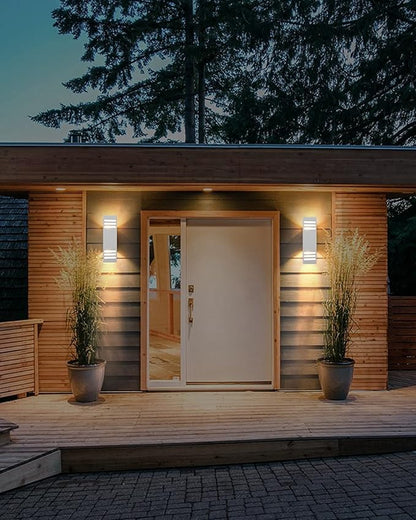 Housen Solutions Dusk to Dawn Outdoor Lighting, IP65 Waterproof Exterior Light Fixtures, 2 Pack Sensor Porch Light Outdoor Wall Sconce for House Garage, Matte White Aluminum