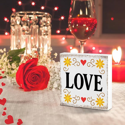 Valentines Desk Decor, Valentine's Day Home Office Table Sign for Wife Daughter from Dad Husband, Valentine Gifts Decorations for Porch Tiered Tray Shelf Party Wedding