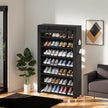 Laiensia 7-Tier Vertical Shoe Rack Organizer, Space Saving Shoe Storage Organizer, Non-Woven Cover Shoe Shelf Holds 28-35Pairs for Bedroom, Hallway, Closet Entryway, Black