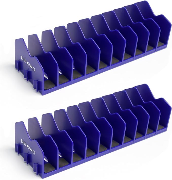 Plier Organizer & Rack (2-Pack, Blue) – 20-Slot Tool Storage for Toolbox Drawers – Non-Slip Rubber Base, Interlocking Modular Holders for Pliers, Cutters & Wrenches