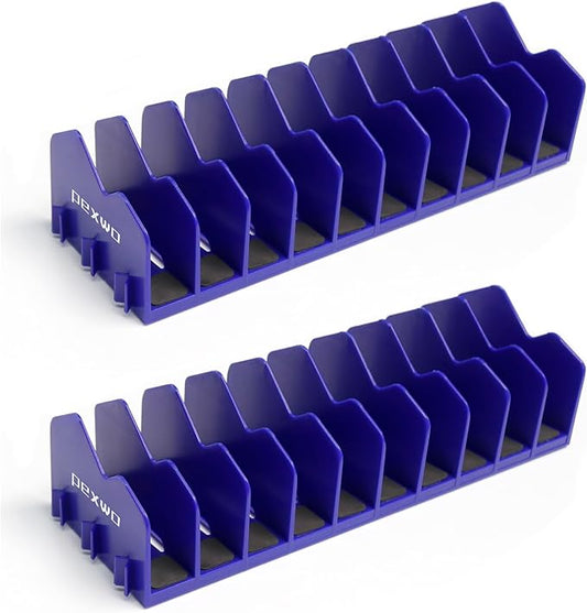 Plier Organizer & Rack (2-Pack, Blue) – 20-Slot Tool Storage for Toolbox Drawers – Non-Slip Rubber Base, Interlocking Modular Holders for Pliers, Cutters & Wrenches