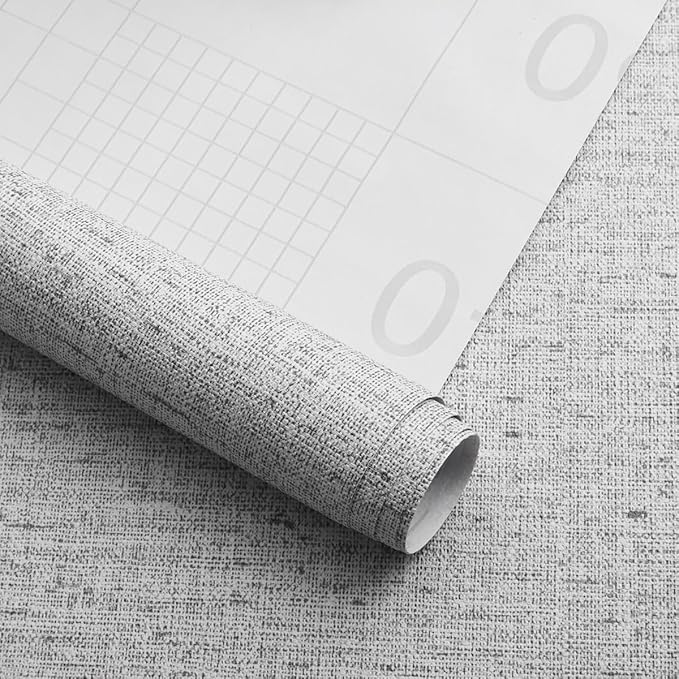 Gray Grasscloth Peel and Stick Wallpaper Textured Contact Paper 15.7inch x 118.1inch Faux Linen Vintage Grasscloth Contact Paper Self Adhesive Removable Wallpaper Vinyl