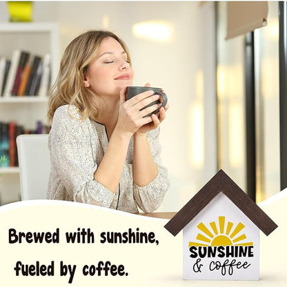 MBL Sunshine Coffee Bar Decor - Wood You Are My Sunshine Bar Tiered Tray Decorations for Home Cafe Kitchen Office Shelf Counter Table Coffee Lover Gifts for Women Men Friends Coworkers
