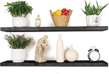 BGMG Wood Floating Shelves for Wall 54 inch Set of 2,Black Floating Shelves,Solid Wood Wall Mount Shelves for Bathroom Living Room Bedroom Kitchen Farmhouse -54x 6.7 x1.75 inch