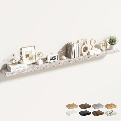 72 Inch Floating Shelves for Wall 1 Pack, 72" Wall Shelves for Books, Storage, Decor, Wall Mounted Floating Shelf with Invisible Brackets for Kitchen, Living Room, Rustic