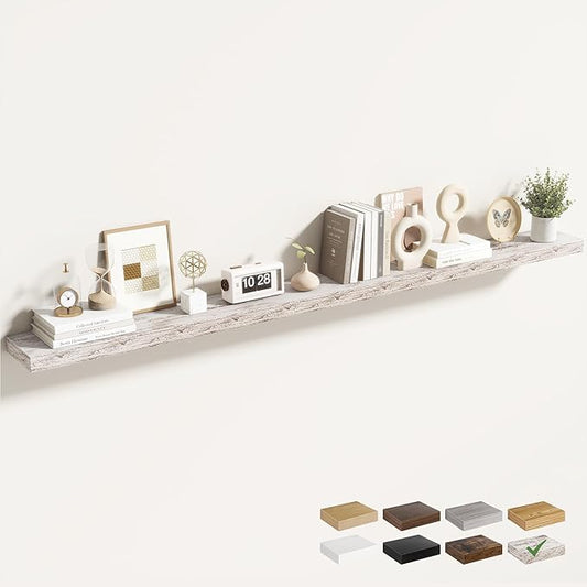 72 Inch Floating Shelves for Wall 1 Pack, 72" Wall Shelves for Books, Storage, Decor, Wall Mounted Floating Shelf with Invisible Brackets for Kitchen, Living Room, Rustic