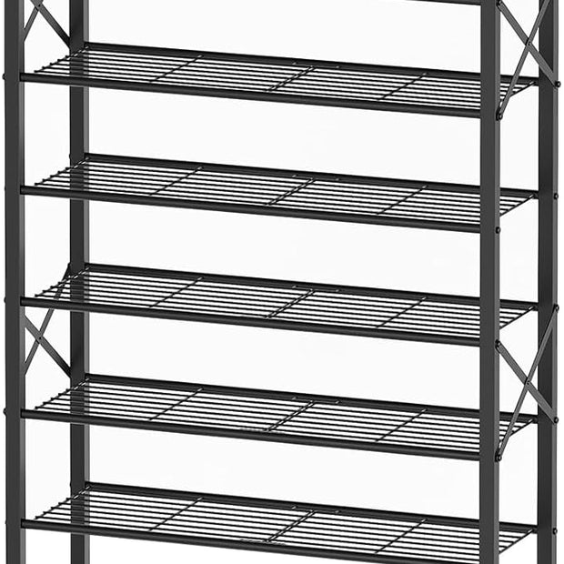 10 Tier Shoe Rack, Large Capacity Shoe Storage Organizer Holds 40 Pairs, Sturdy and Stable, for Entryway, Hallway, Closet, Dorm Room, Greige and Black SS10BG