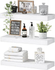 QEEIG Floating Shelves for Wall Bathroom Shelf Bedroom Kitchen Living Room Hanging Book Shelves Small Farmhouse Decor 16 inch Set of 3, White (015-W3)