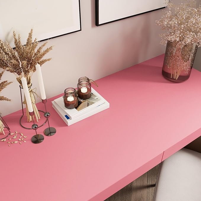 Livelynine 15.8x197 Neon Pink Contact Paper Peel and Stick Wallpaper for Bedroom Cabinet Contact Paper Rose Pink Vinyl Self Adhesive Desk Cover Girly Room Wall Paper for Cubicle Dorm Renter Friendly