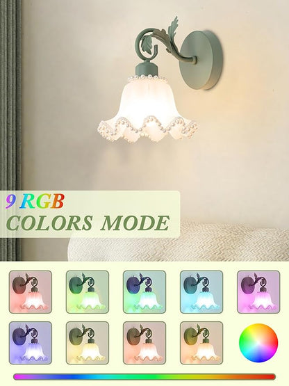 Battery Operated Wall Sconce,Wireless Rechargeable Wall Light with 5400mAh Bulbs & Remote & Timer,9 RGB and 3CCT Dimmable Wall Lamp for Bedroom,Living Room,Hallway Wall Decor