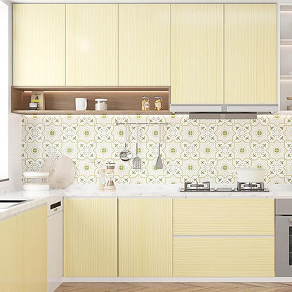 Wallercity Light Yellow Wood Grain Contact Paper for Kitchen Countertop Natural Maple Wood Wallpaper Peel and Stick Countertops Self Adhesive Wallpapers for Cabinets Drawers Shelf Liner 15.8''x78.7''