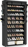Mavivegue Shoe Rack with Cover, 10+1 Tier Tall Shoe Storage for 50-55 Pairs of Shoes, Shoe Organizer for Entryway, Closet
