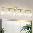 Vintage Bathroom Light Fixtures,6-Light Hardwired Vanity Lights with Clear Tulip Glass Shade,Gold Bathroom Vanity Light for Mirror Restroom,E26 Socket,40.55 in(Bulbs Not Included)