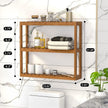 Domax Bamboo Bathroom Shelf 3-Tier Wall Mount Storage Rack Multifunctional Adjustable Layer Free Standing Over Toilet Utility Shelves Living Room Kitchen (Walnut)